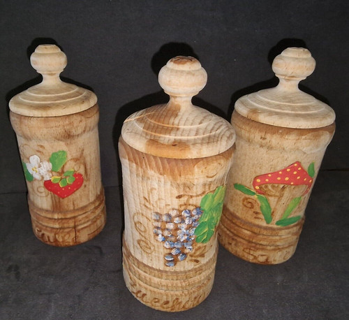 Set barattoli legno - set, 3