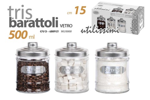 Tris barattoli 15 cm - barattoli,